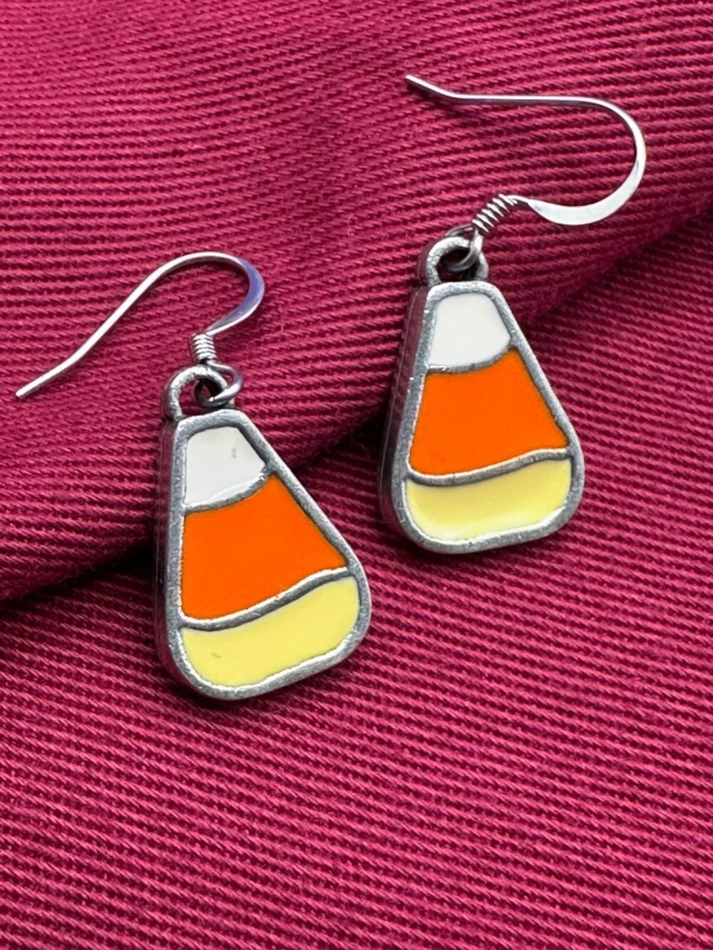 VTG Handcrafted Danforth Fine Pewter “Candy Corn” Earrings